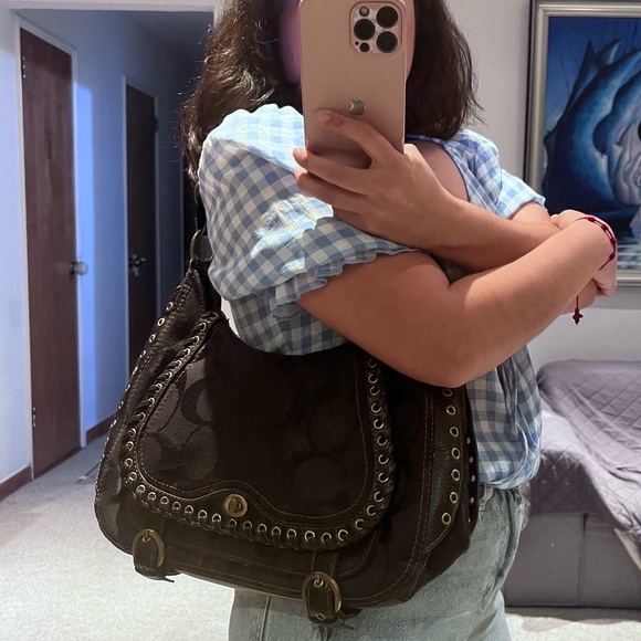 Coach limited edition brown Shoulder Bag with Decorative Metal Details - Picture 17 of 17